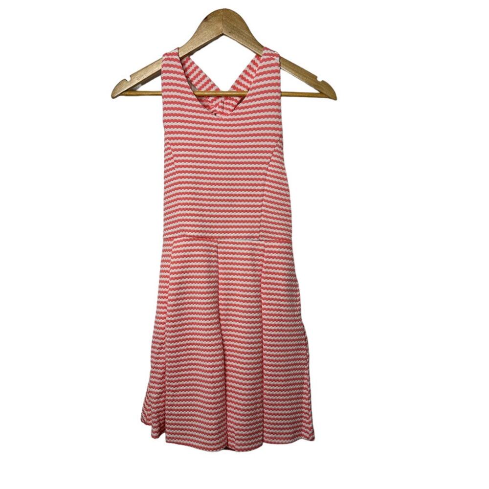 Ava & Yelly Coral & White Stripe Bow Back Skater Dress Girl's Size 14 NEW